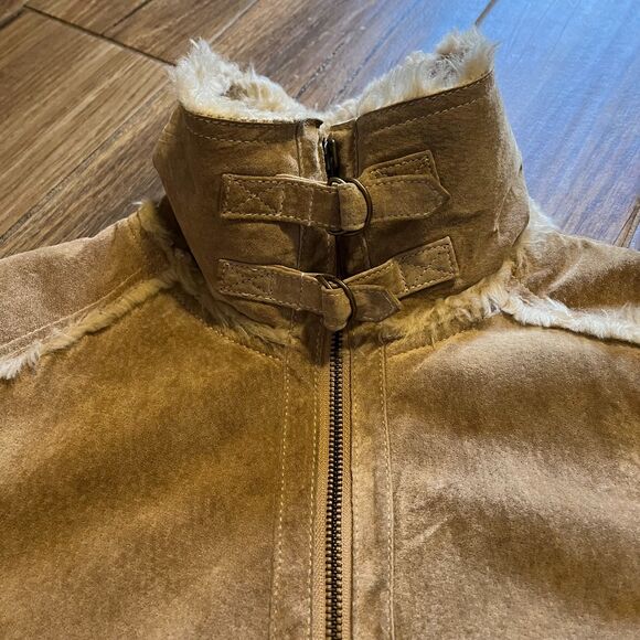 Wilson's Women's Coat Suede Leather Maxima Sherpa Lining Tan Medium EUC - Picture 6 of 10